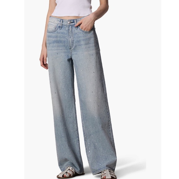Rag & Bone Logan mid rise wide leg crystal embellished jeans - Picture 15 of 16